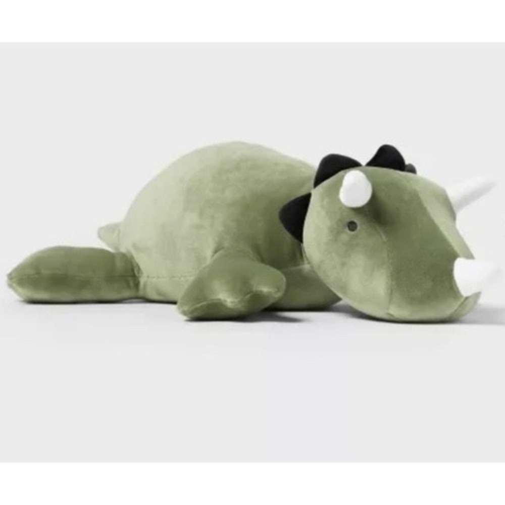 Pillowfort Weighted Plush Dinosaur Triceratops Green 24x7 Throw Pillow Sensory